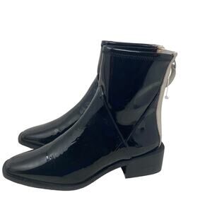 Linea Paolo Velore Color Block Bootie 4 US UK 2 EU 34 Patent Leather Black White